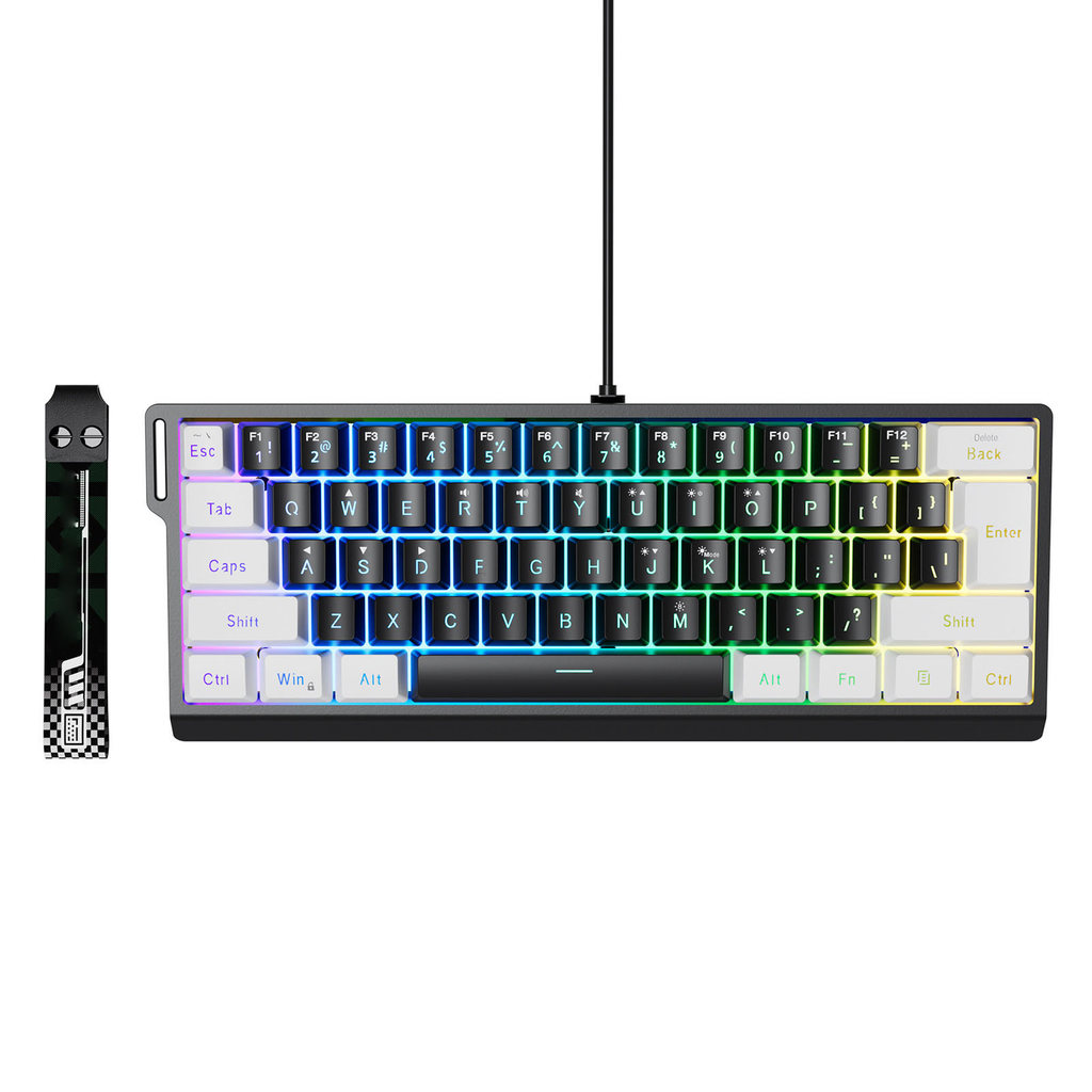 Utopiaaa Wired Keyboard 60 Percent 61 Keys RGB Backlit Mechanical Feel Portable Computer Keyboard fo