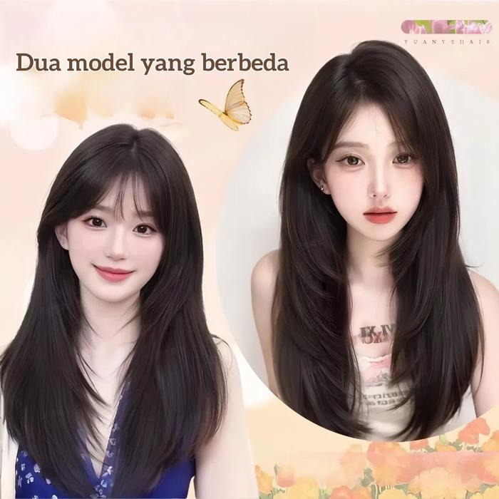 Rambut Wig Wanita/Wig Korean Style/Wig Daily Layer/Wig Naturaal Wanita/Wik Rambut Wanita Panjang/Wig