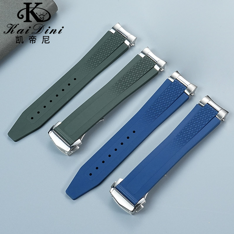 21mm Curved End Fluoro Watchband for Longines Conquest Hydro Conquest L3.781 642 742 782 Sports
