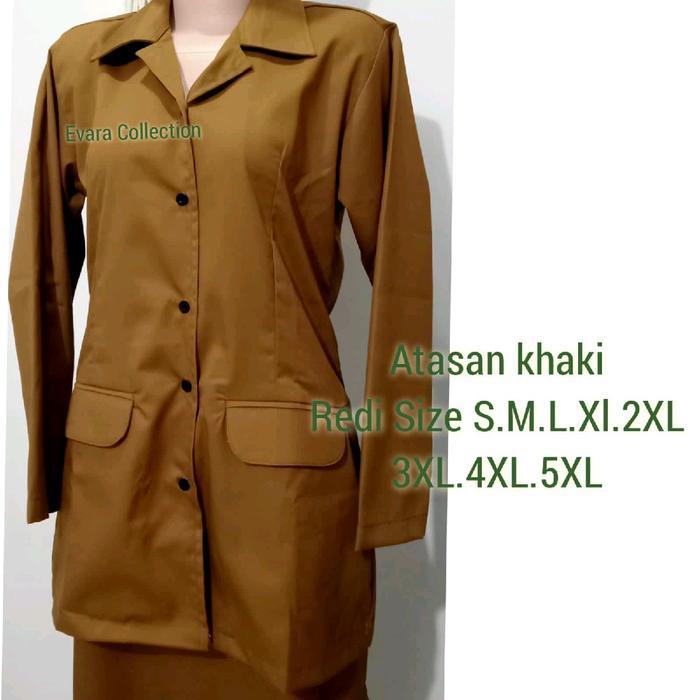 seragam pdh khaki coklat wanita dan pria lengan pendek kerja blazer lengan panjang