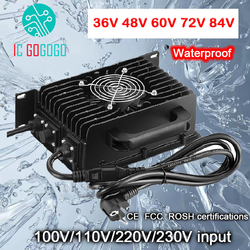 48V 60V 72V 84V Li-ion Lifepo4 Lithium Battery Charger Waterproof Fast Charge 25A 30A 35A 58.4V