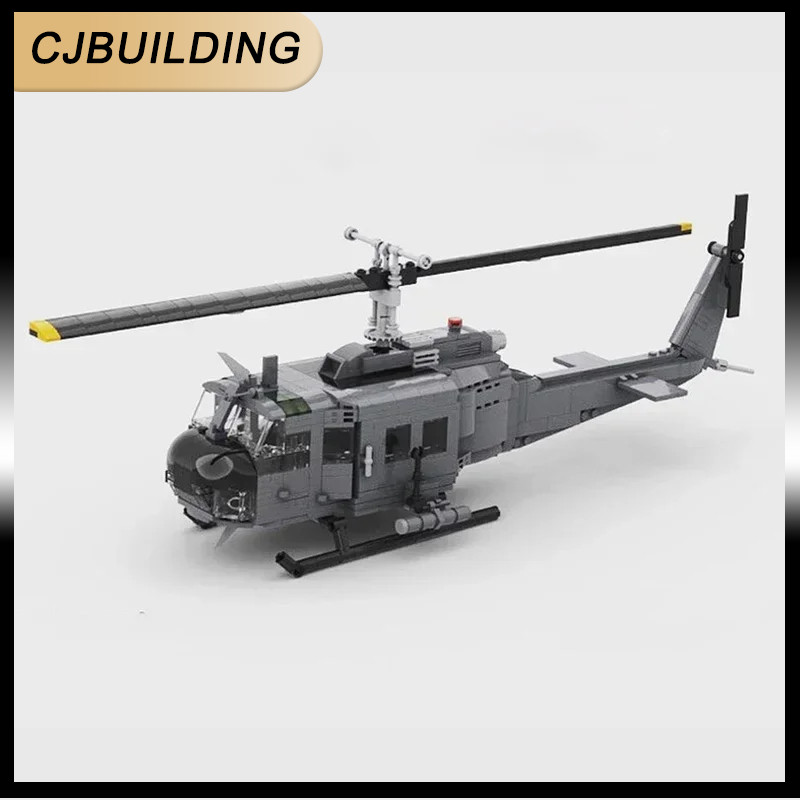 War Model Moc Building Bricks UH-1H Iroquois Huey Helicopter