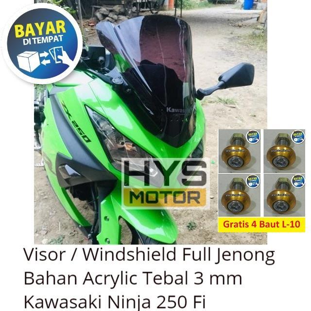 VISOR WINDSHIELD NINJA 250 FI / BEAT STREET - BAHAN ACRYLIC AKRILIK TEBAL 3 MILI FULL JENONG HITAM