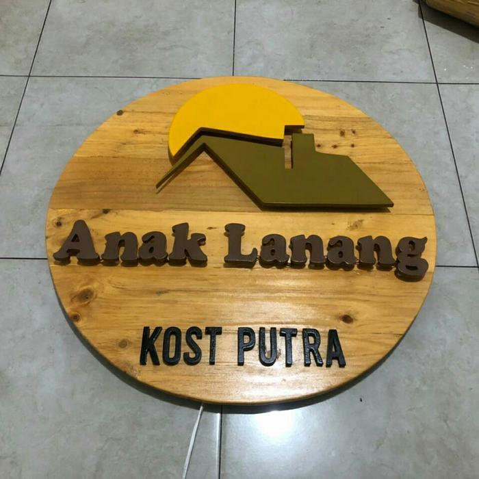 Logo Kayu Plang Timbul Wood Wooden Sign Signage Toko Papan Nama Custom Tbk