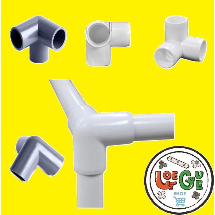 "New" sambungan konektor fitting side tee elbow pipa pvc 3 way arah 1/2 inch