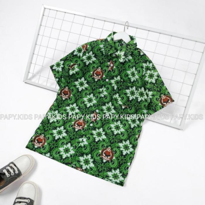 Kameja Sekolah Batik MI / Baju batik SD MI / Batik Sekolah Hijau Anak Seragam