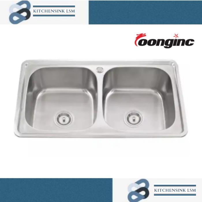 BAK CUCI PIRING 78X43 CM DUA LUBANG STAINLESS STEEL WASTAFEL CUCI PIRING TERMURAH Silver