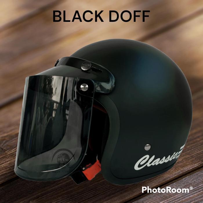 helm bogo classic hitam dop cembung kaca
