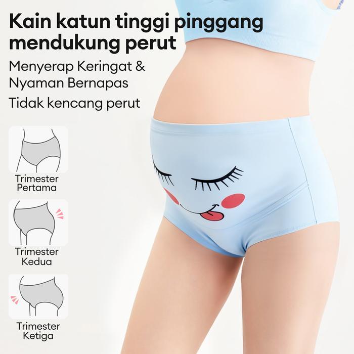 2/3/4/6pcs cd ibu bumil celana dalam hamil kain lembut banyak size bahan katun pinggang tinggi adem