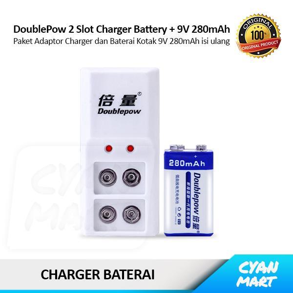 Doublepow Charger Batu Baterai Isi Ulang Kotak 9V Rechargeable Battery Original