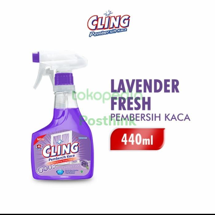 CLING Pembersih Kaca Lavender Fresh 440ml - Tersedia Isi Ulang Fleksibel untuk Penggunaan Jangka