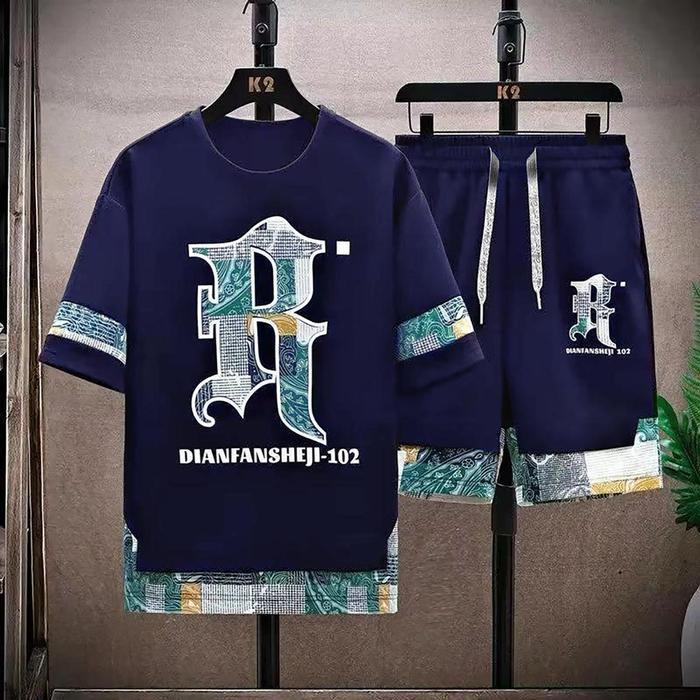 dxo Set. DIANFAN - Setelan Lengan Pendek Celana Pendek babyterry Motif Pria