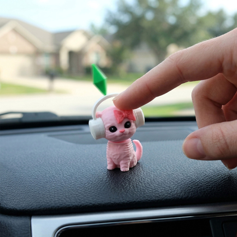 Car Accessory Cute Plumbob Dancing Cat The Sims Inspired Cat Figurine Ornament Creative Dashboard
