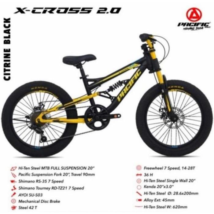 Sepeda MTB Pacific 20 Xcross 2.0 Full Suspension