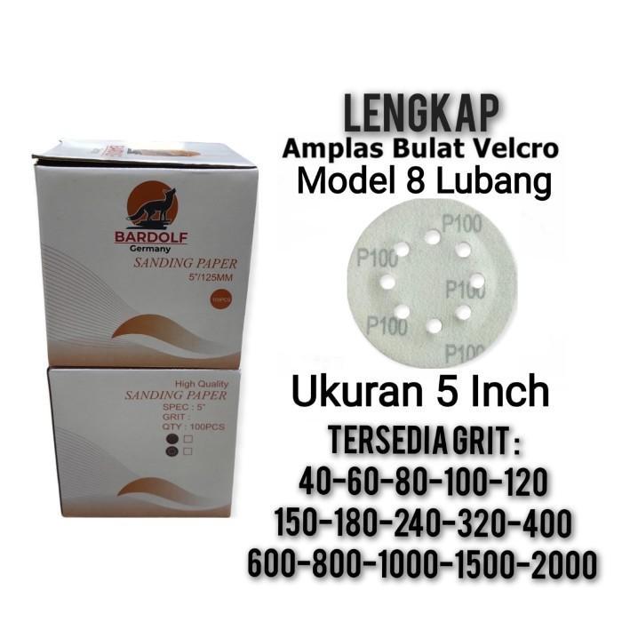 Amplas Bulat 8 Lubang 5" Amplas Bulat Tempel 5 Inci