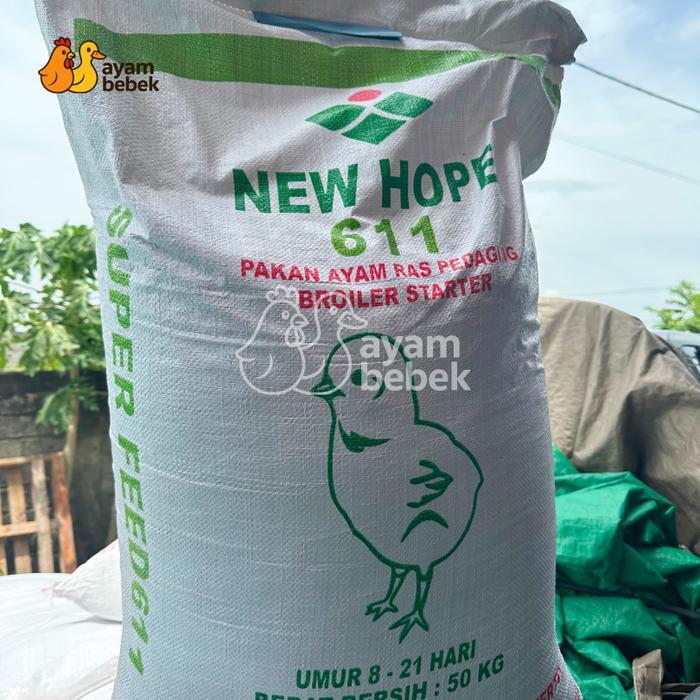 NEW HOPE 611 - Pakan Ayam Broiler Starter Pakan Ayam Ras Pedaging Umur 821 Hari GROSIR 20KG - 50KG