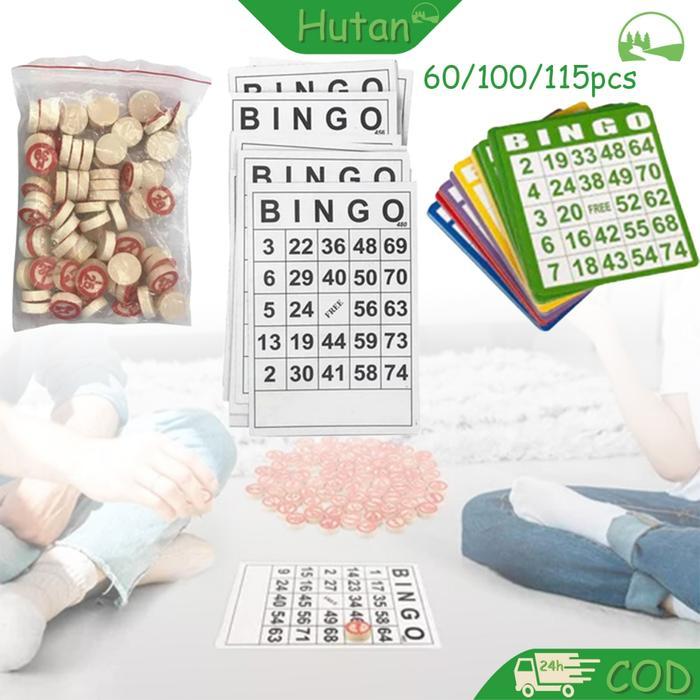 TERMURAH 60/100/115pcs 1set Kartu Bingo Lengkap Besar Bingo Card 5 Warna Bingo Set