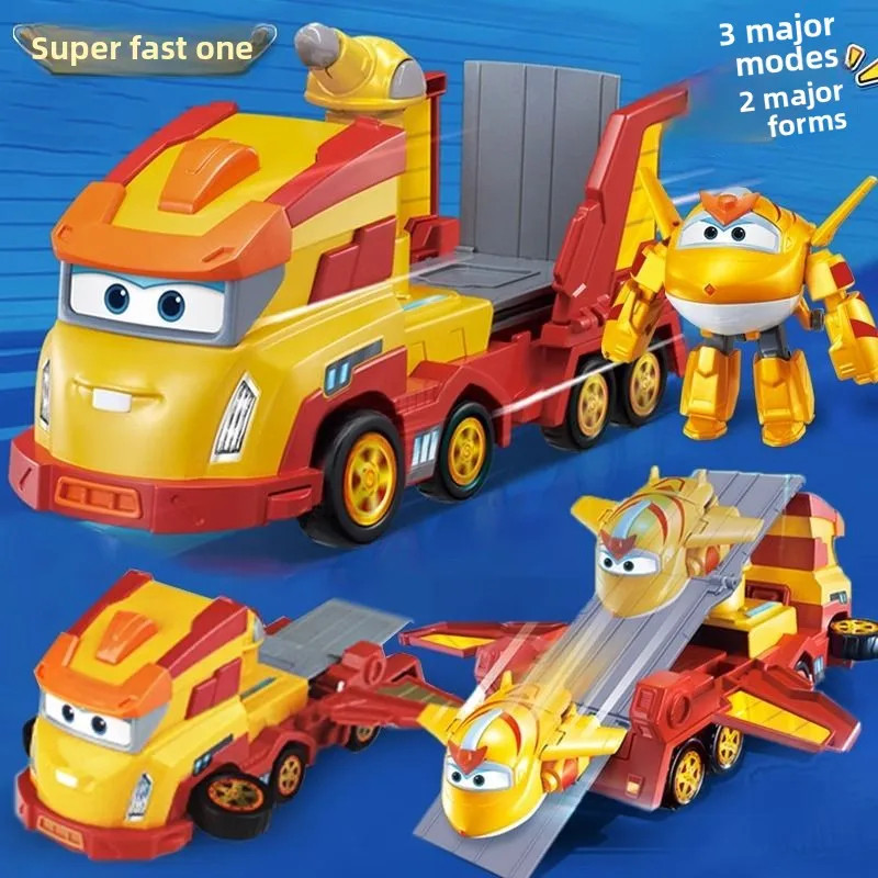 Super Wings Vehicle Model Golden Boy Engineering Truck Transform Figure Truck Set Decor Kids Toy
