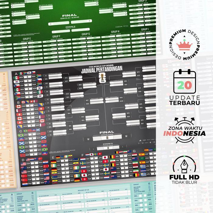 POSTER JADWAL PIALA DUNIA WORLD CUP 2026 United States, Mexico & Canada. *
