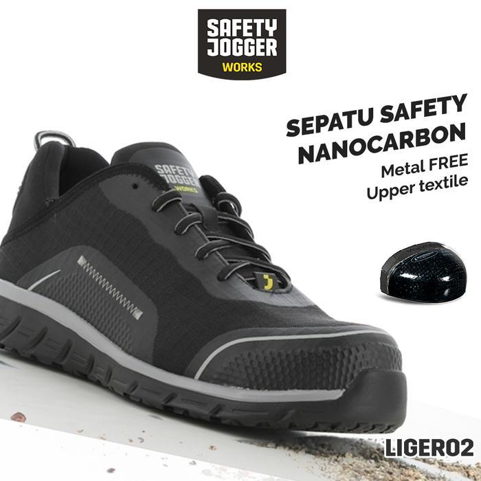 TERBARU Safety Jogger Works Sepatu Safety Jogger Ligero2 Black Proyek Pria Ringan Keren Nanocarbon
