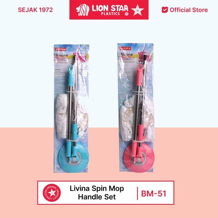 New LION STAR Cleaning Alat Pel Livina Spin Mop Handle Set BM-51 pel lantai Rumah