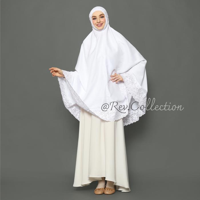 Terlaris Bergo Jumbo Syari Haji Umroh - Putih Polos Dengan Kantong Depan