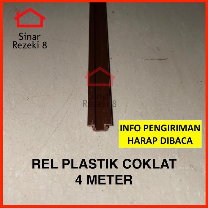 Rel Sliding Plastik Coklat 4 meter / Pintu Lemari Geser .