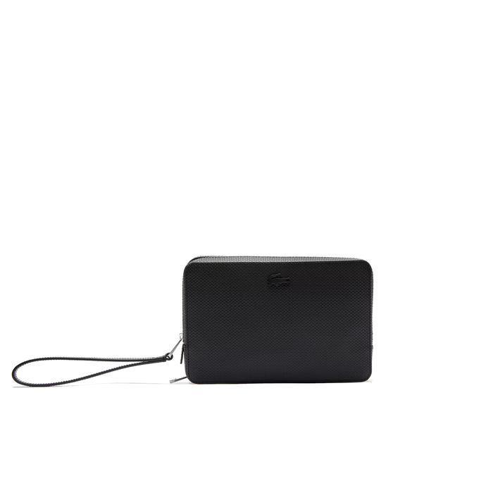 TERUJI Tas Clutch Pria Lacoste Chantaco Piqu Leather Zip Pouch Black