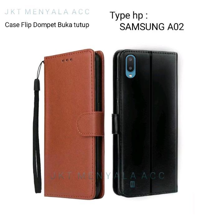 Case Untuk Samsung A02 Flip Cover Wallet Leather Casing Dompet Kulit ( Case Untuk Samsung A02 ) Slot