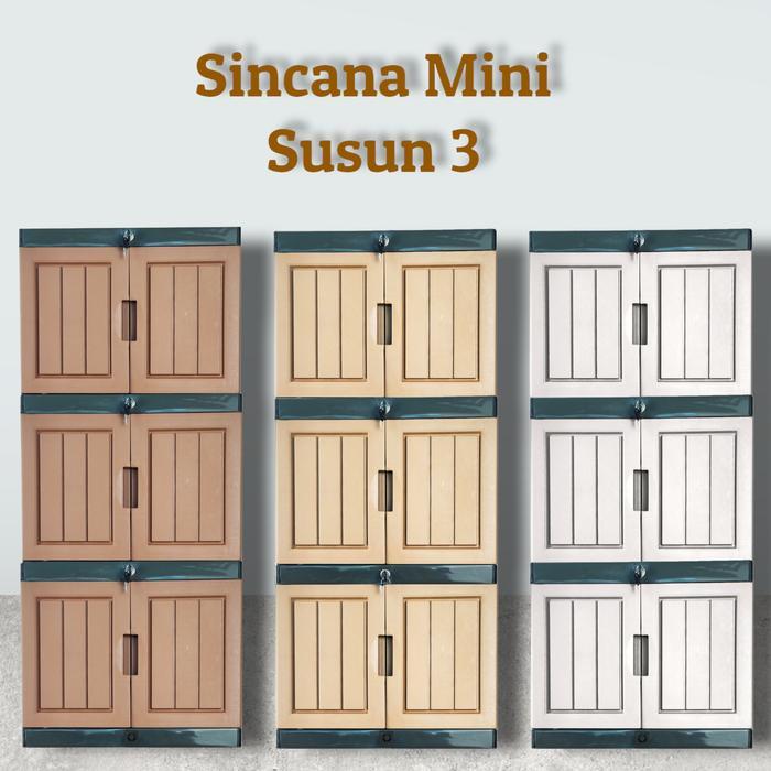 Terlaris - GARANSI 100% / SINCANA KAYU MINI - Lemari Plastik 3 Susun