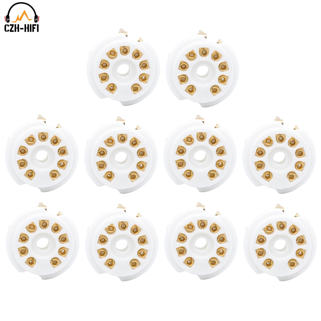 10pcs 9pin Tube Socket B9A Ceramic Valve Base Gold/Tin Plated For 12AX7 ECC83 6DJ8 5670 6922 12AT7