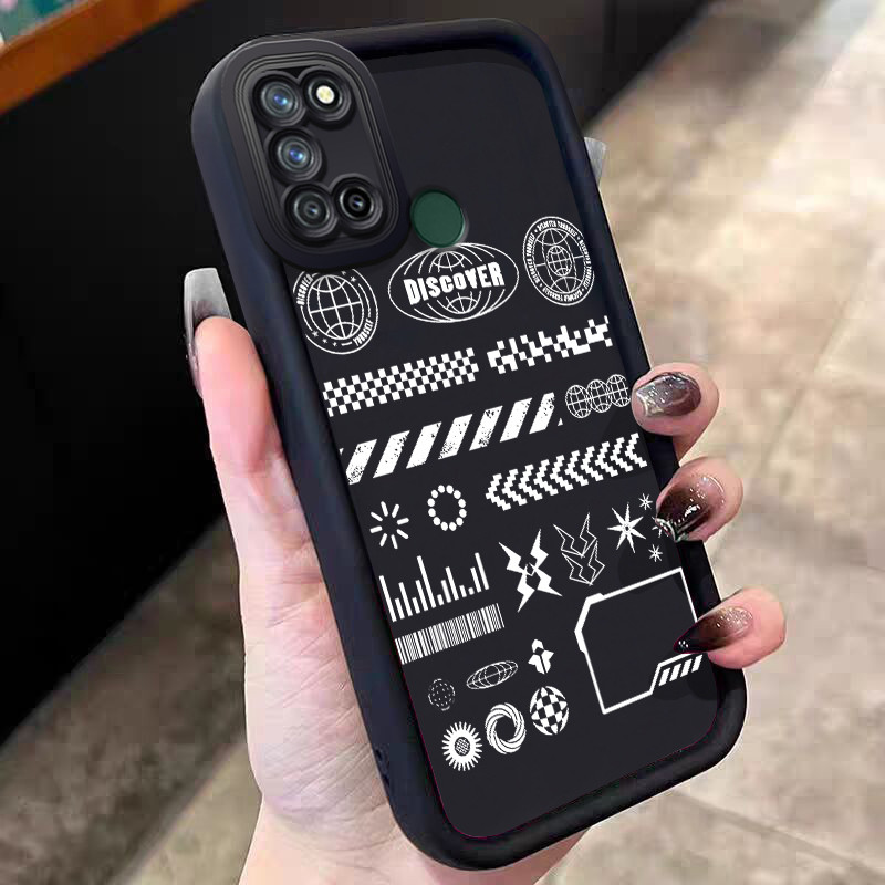Casing Hp untuk Realme 7I C17 Case Elemen Stiker Retro Kasing silikon Cesing modern Softcase Kesing