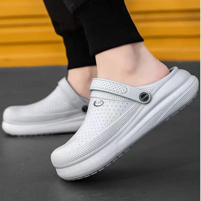 Sandal Bakiak Pria Sol Lembut Bernapas Ringan Tebal Sandal Slip On Untuk Pria Karet Jepit Bahan