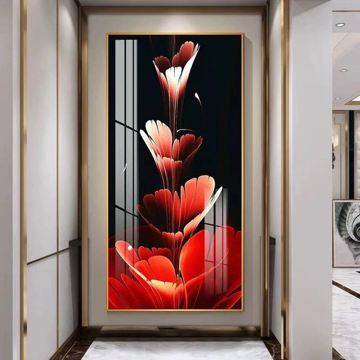 TERLARIS! Lukisan Porcelain 5D Diamond Motif Bunga Lukisan Porselen Crystal 5 Dimensi Fengshui Bagus