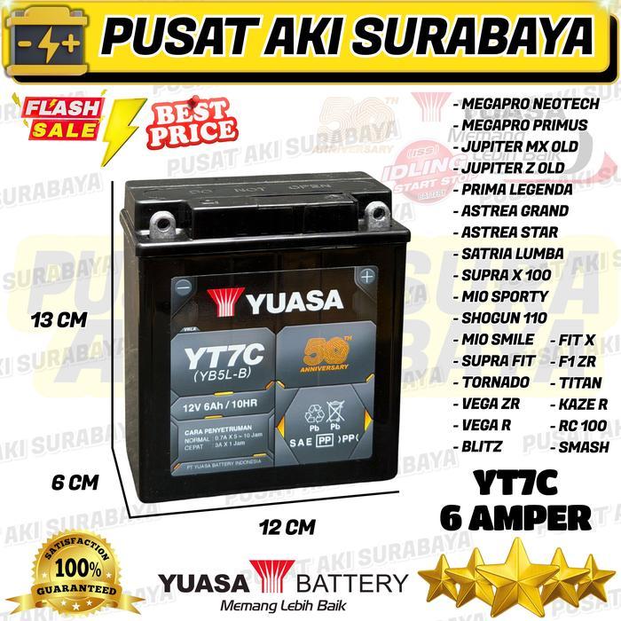 ASLI JAMINAN ORIGINAL YUASA YT7C ACCU MOTOR HONDA GRAND LEGENDA SUPRA MIO SPORTY MEGAPRO JUPITER