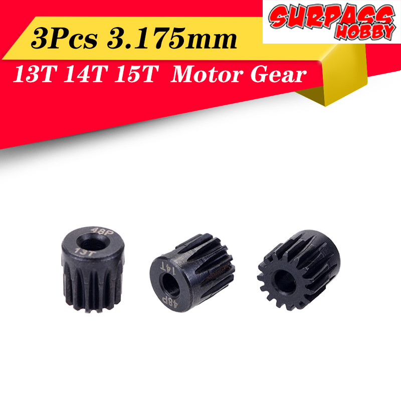SURPASS HOBBY 3Pcs 48DP 3.175mm 13T 14T 15T Pinion Motor Gear Combo