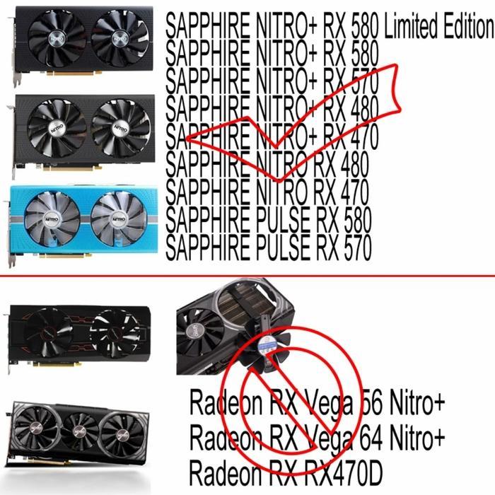 FAN VGA ORIGINAL SAPPHIRE NITRO RX 580 570 480 470 ORIGINAL 95CM TERBAIK