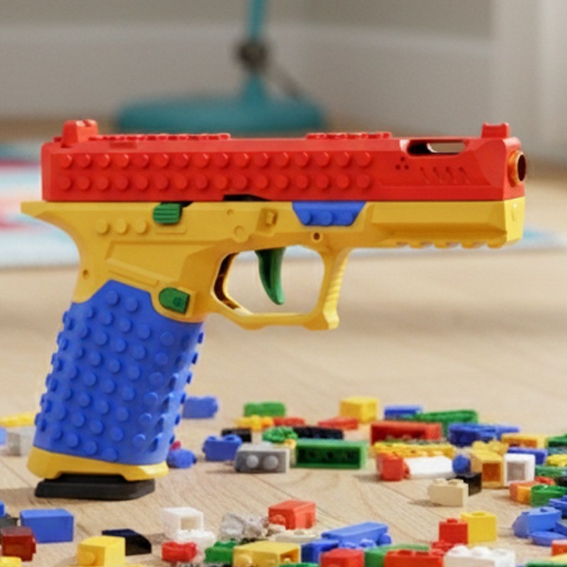SIG17 Building Blocks Toy Gun Auto Firing Eject Shell Blowback Soft Bullet Pistol Outdoor War Game