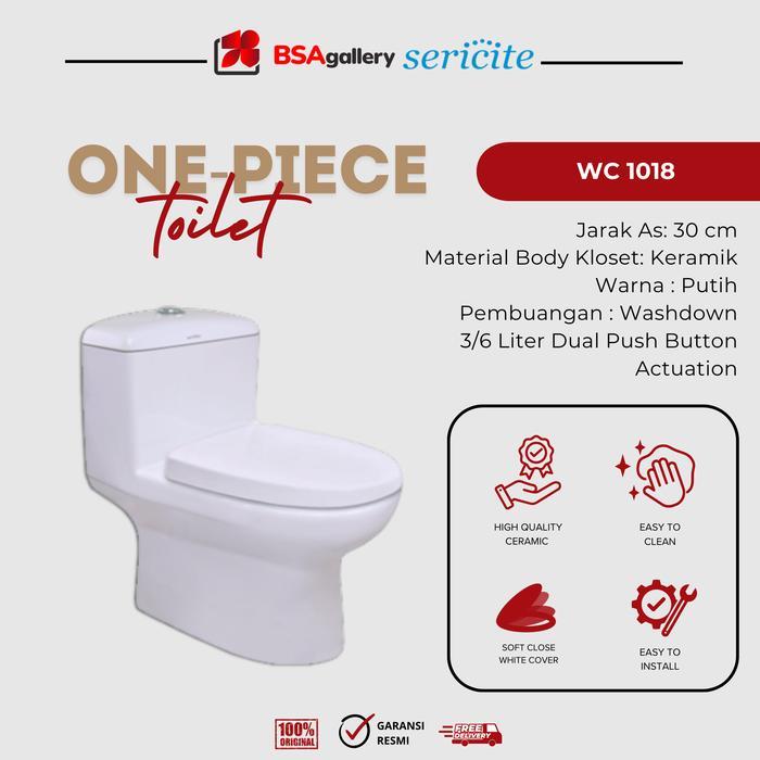 BSA Gallery PAKET KLOSET DUDUK ONEPIECE + JET SHOWER SERICITE WC 1018 MONOBLOK KLOSET KODOK MODEL TO