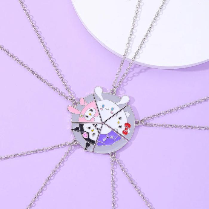 24h ship 5 pcs/set kalung sahabat hewan kartun kelinci kucing pizza puzzle bulat bff choker untuk