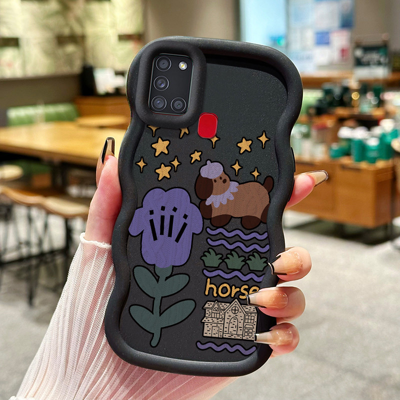 Casing Untuk Samsung A21s Case Casing Tulip Graffiti dan Kartun Graffiti pola HP Cesing lunak Siliko