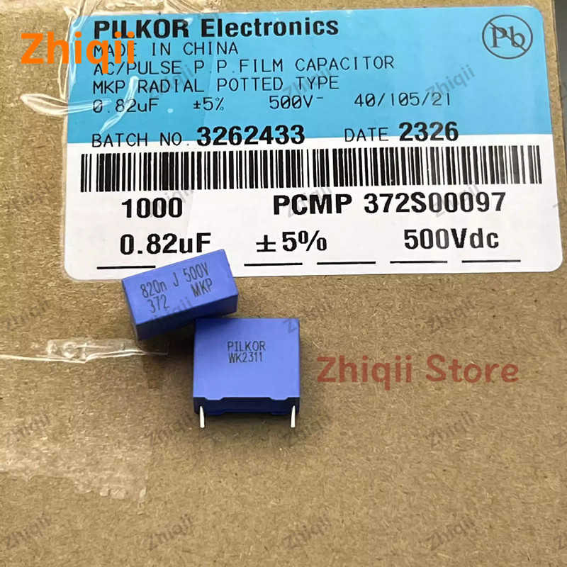 20pcs/40pcs New 0.82UF 500V PILKOR MKP 500V 0.82UF 820nF P15mm 820NF 500VDC 824 820nJ J 5% PCM15
