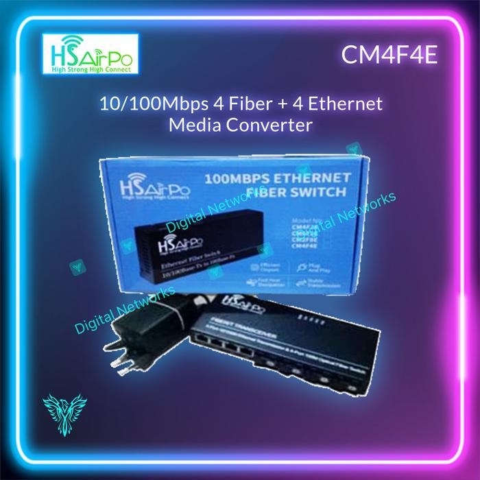 Hsairpo Cm4F4E Media Converter 4Fo 4Eth 10/100Mbps Hs Airpo Cm4F4E