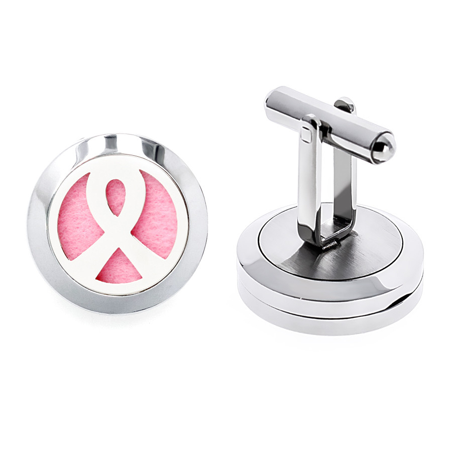 Ribbon 20mm Stainless Steel Cufflinks Essential Oil Aromatherapy Diffuser Perfume Locket Cufflink
