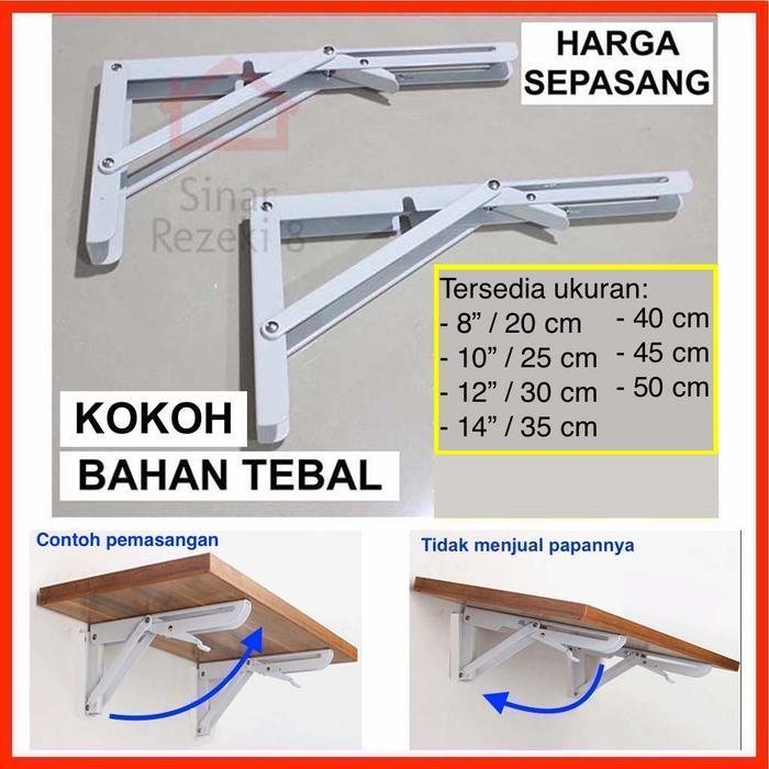 Siku Lipat 10" 25 cm / Braket Meja Dinding Penyangga Rak Melayang Kayu .