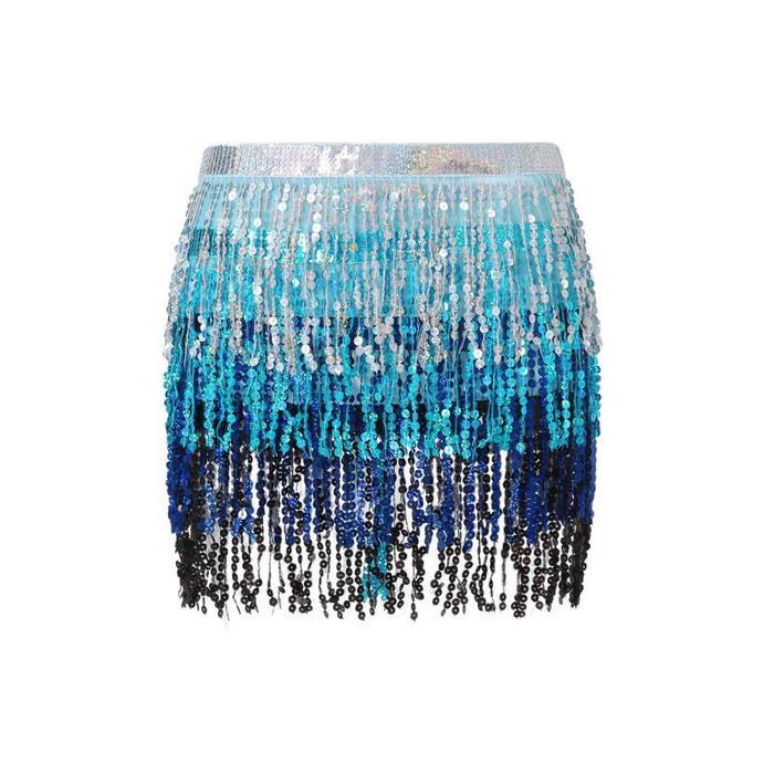 Belt Belly Dance Costum Rok Belly Dance Rok Mini Pendek Bintik Sequin Payet Tari Perut Senam Fitness