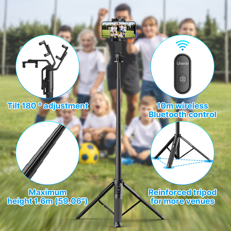 Ulanzi SK-03 1.5m Bluetooth Wireless Selfie Stick Tripod Monopod for Smartphone GoPro Hero 12 11 10