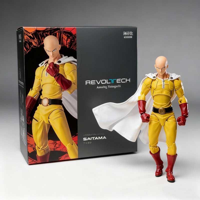 Action Figure Saitama One Punch Man Original Kaiyodo Revoltech dengan Sendi Bergerak untuk Koleksi A