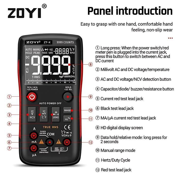 ZOYI ZTX Auto Multimeter Digital / Multitester / Avometer Digital Ori