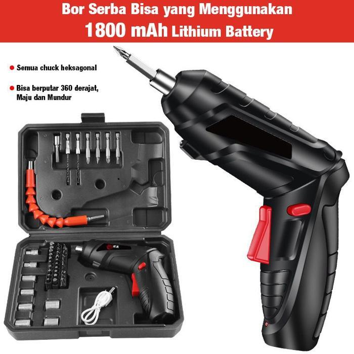 Krisbow - 25In1 Cordless Impact Drill Mini Mesin Obeng Bor Portable Tool Box